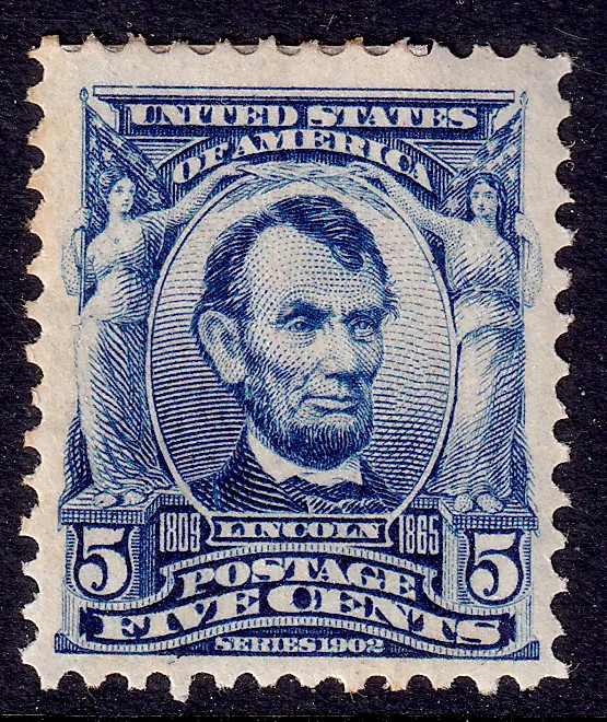 US Scott 304, 1903 Lincoln, 5c blue, H MINT