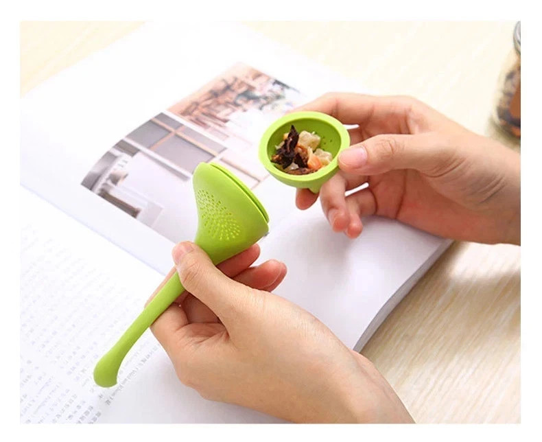 2PC Tea Infuser Tea Strainer Loose Leaf Filter Long Handle Standing Silicone US