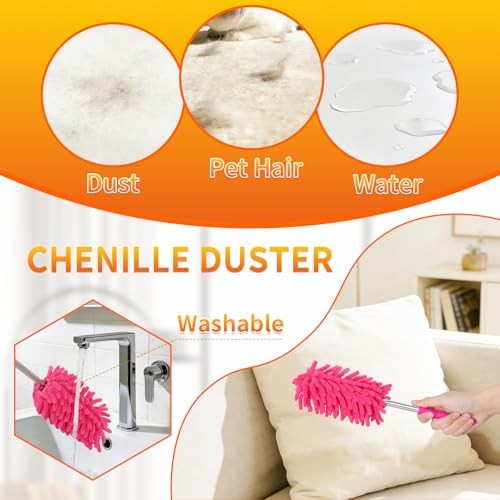 Hand Duster for Cleaning, 360° Bendable Duster with Telescoping 6 Pack Colorful