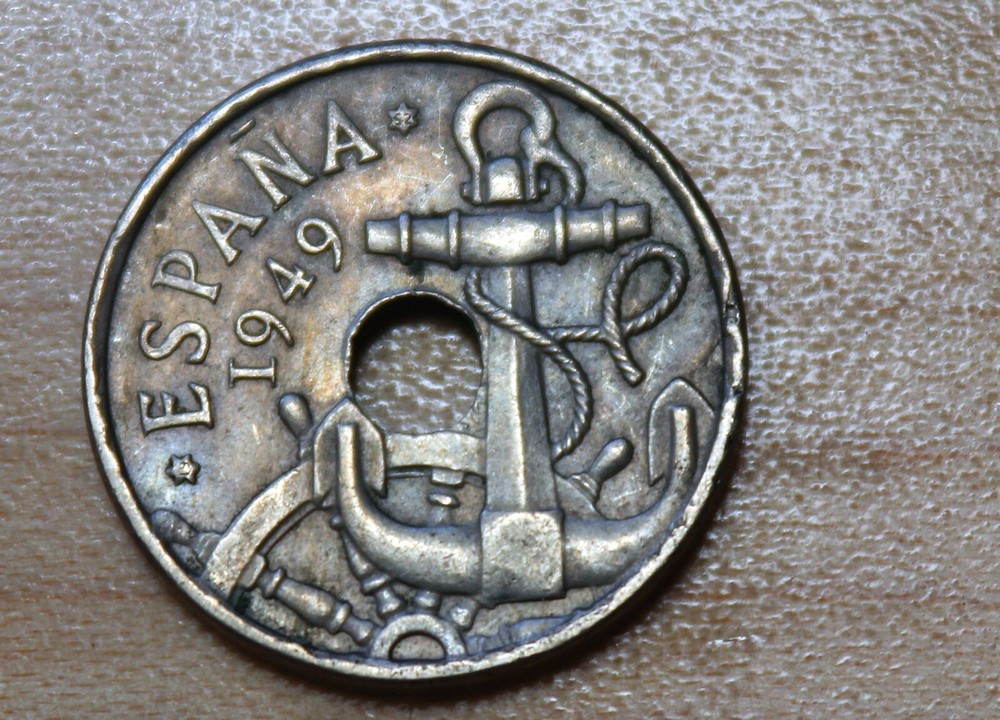 1949 52 Spain 50 Centimos Anchor