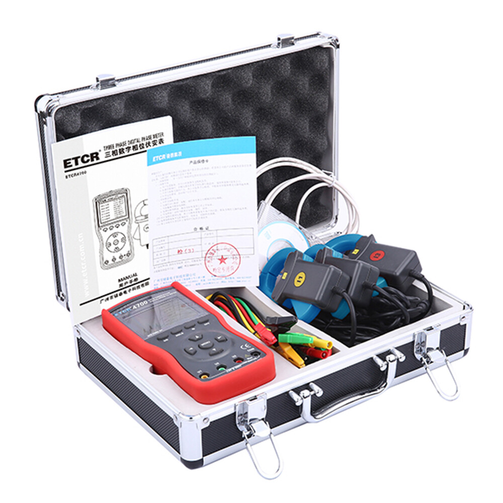 Digital Phase Voltmeter Clamp Meter Three phase 600V 600A 360° Current Detector