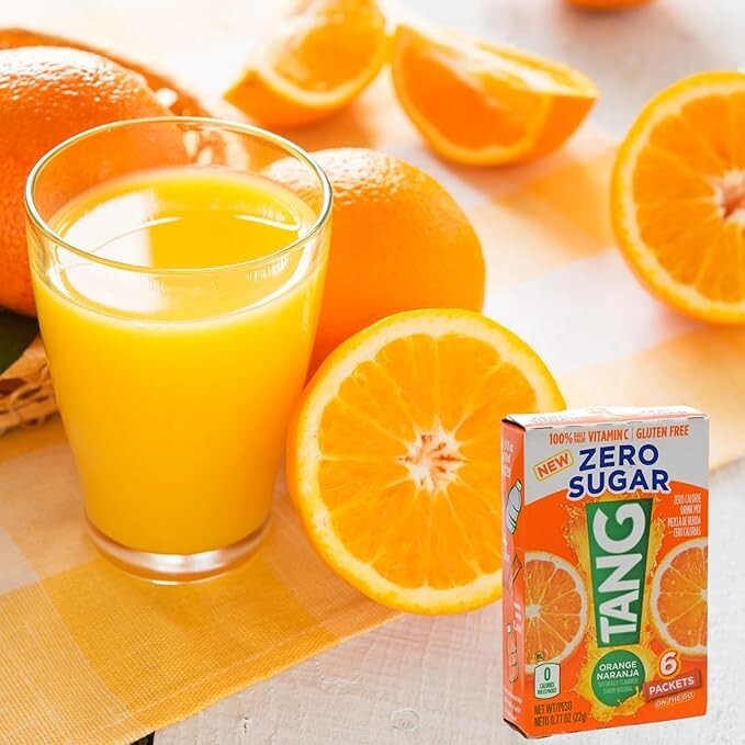 Tang On the Go Zero Sugar Orange Drink Mix (4 BOXES - 24 PACKETS)