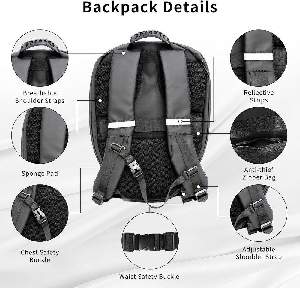 ECLIO Motorcycle LED Backpack Graffiti with Full-color screen Laptop Backpack