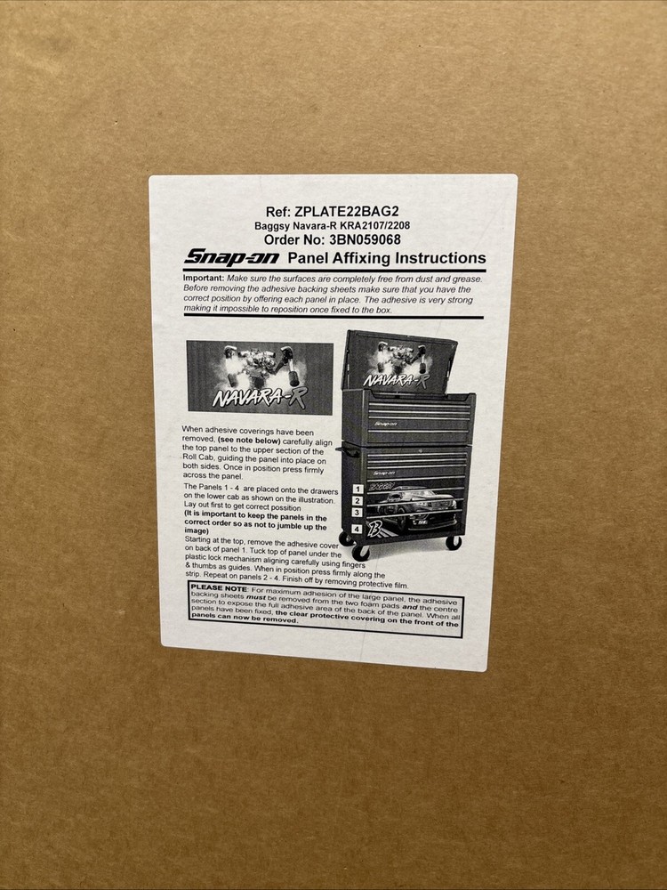 Snap On BAGSEY Navara-R Decal Set lid & bottom box Stack 40" Roll Cab