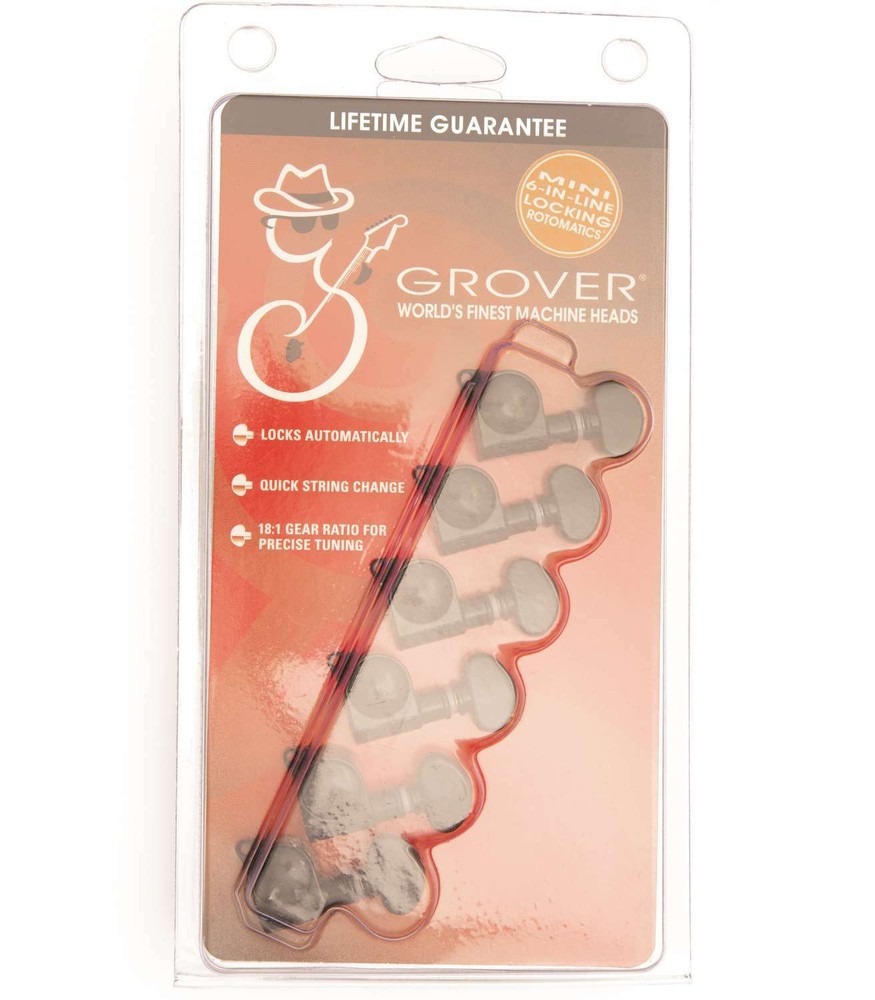 Genuine Grover Mid-Size Locking Rotomatic Black 18:1 Lefty 6 Inline set 406BCL6