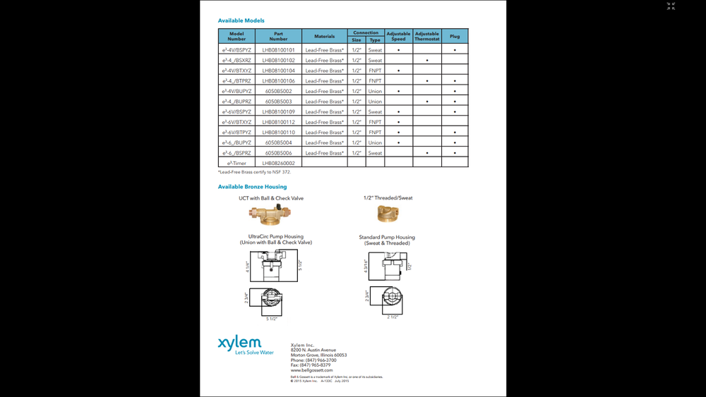 Bell & Gossett LHB08100104 LF Brass Ecocirc Circulator w/Multi-Speed (1/2"NPT)