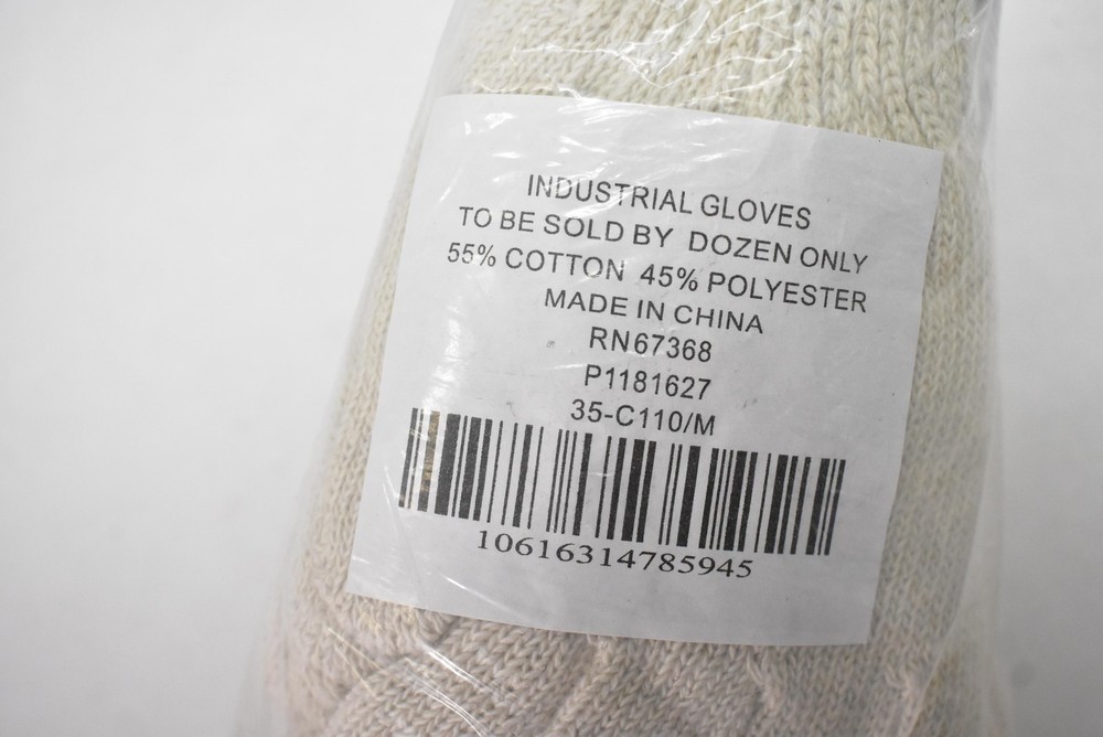 Industrial String Knit Work Gloves Dozen Pack Medium 55/45 Cotton Polyester