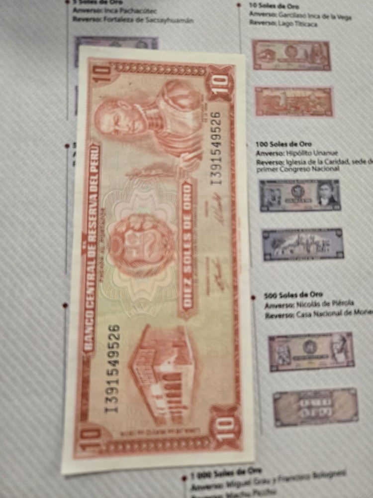 Complete Set Sol de Oro Peru Banknotes
