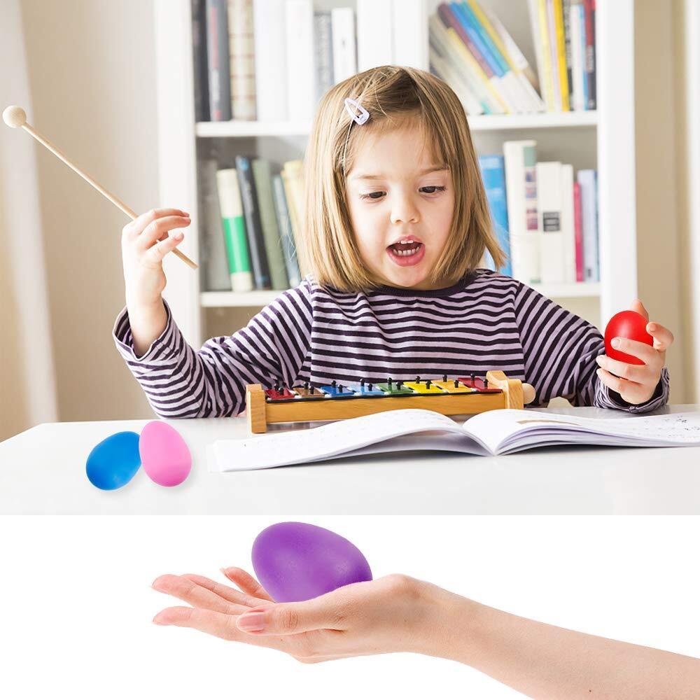 40pcs Plastic Egg Shakers Percussion Musical Maracas Easter Eggs With A Storage
