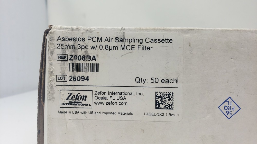 Zefon 25mm Air Sampling Cassettes PCM Asbestos Testing 50ct SEE DESCRIPTION
