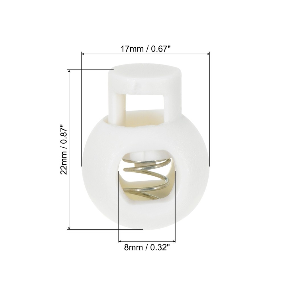 Cord Locks, 30 Pack Ball Spring Toggle Stopper, White