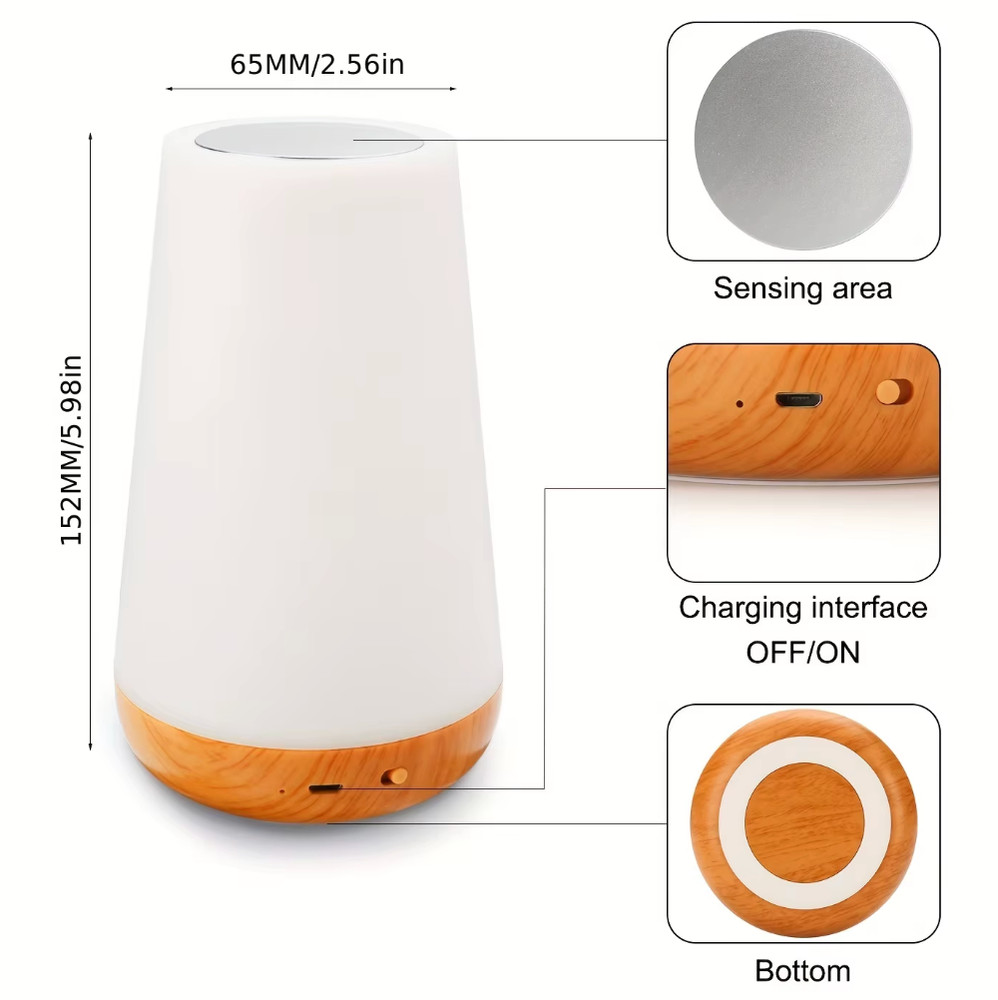 13 Color RGB Night Light – Touch & Remote Control, USB Rechargeable Lamp