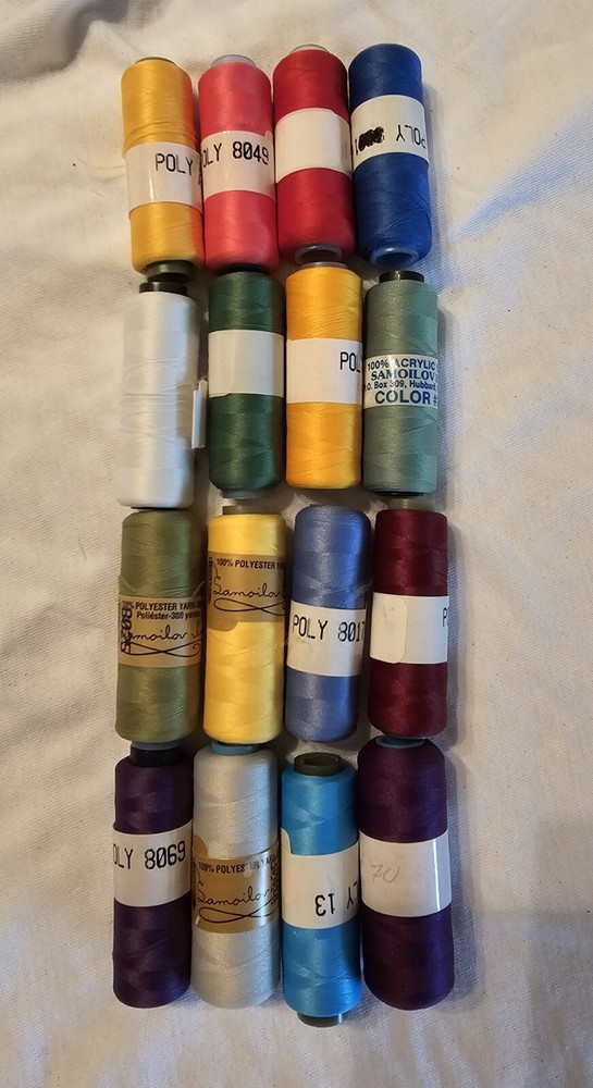Samoilov Thread 16 Spools Polyester And Acrylic  Most Never Opened
