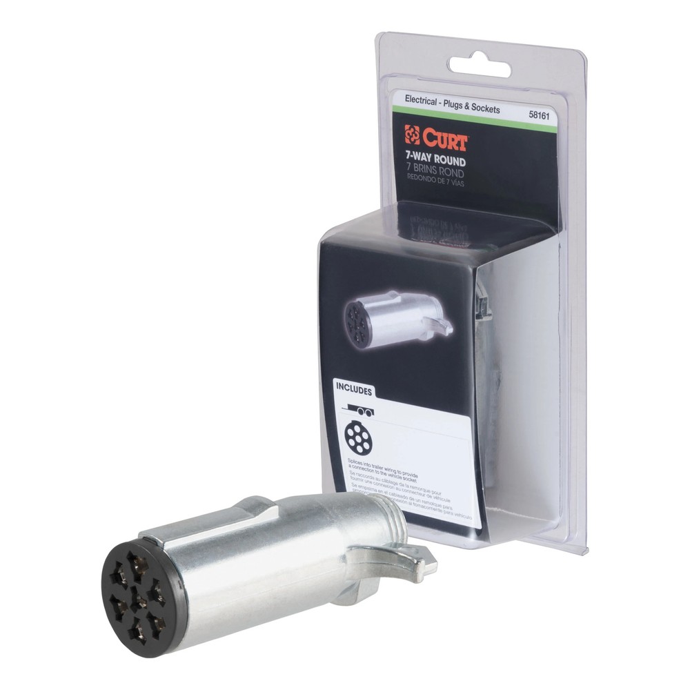 Curt-7-Way Round Connector Plug (Trailer Side, Packaged)