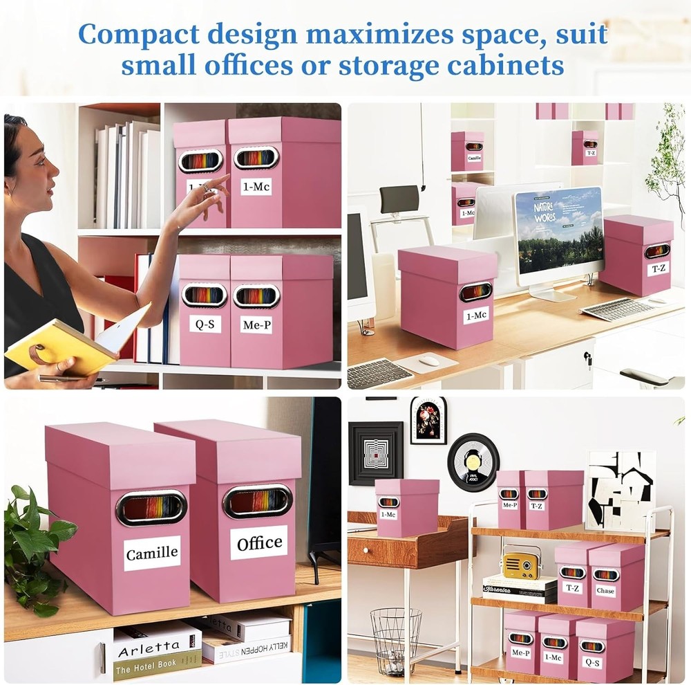 File Organizer Box with Lid & Handle, Thickened Cardboard Hanging File Folder...