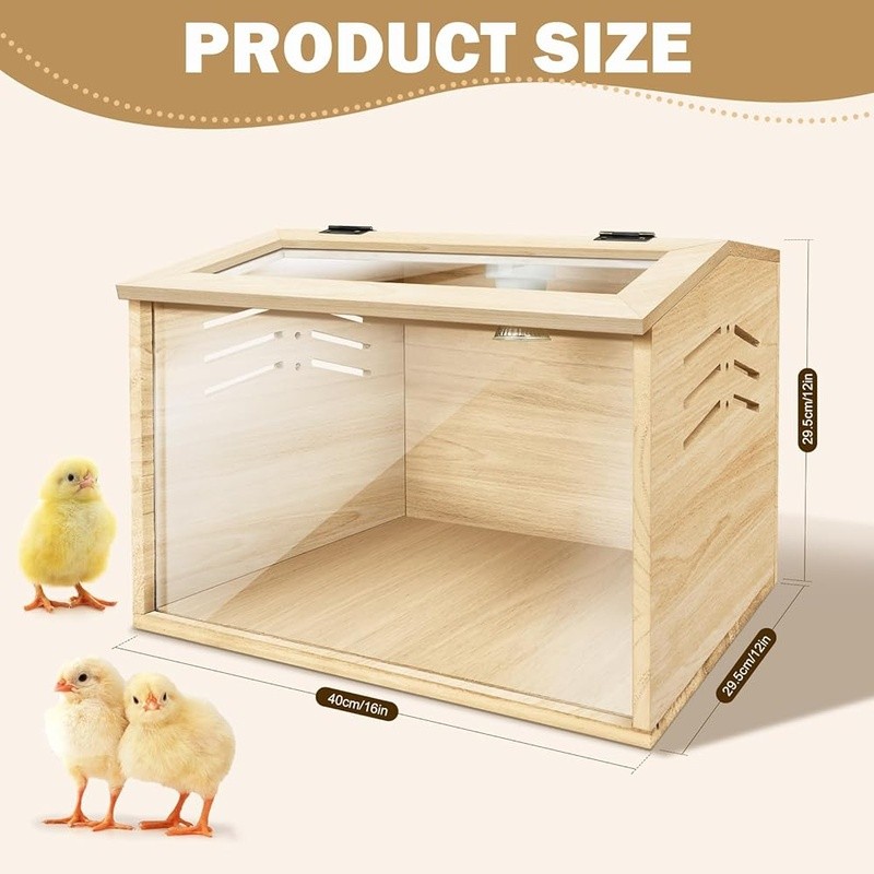 Chick Brooder Box Kit W/ Heating Lamp Feeder Thermometer Small Animals New