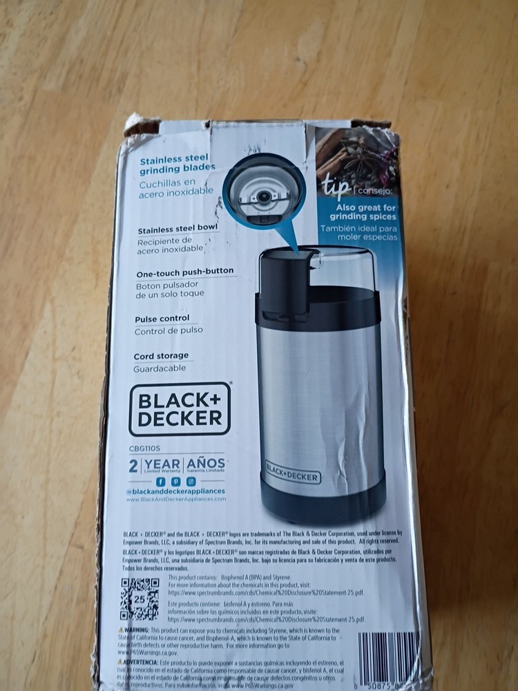 BLACK+DECKER One Touch Coffee Grinder New (Box Worn)