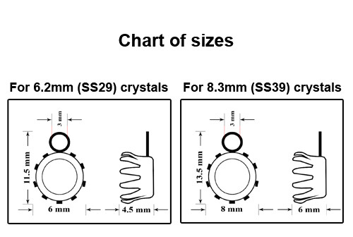 Brass Bail/Base for Embedding Chaton Shape Round Stones Crystals 6mm, 8mm