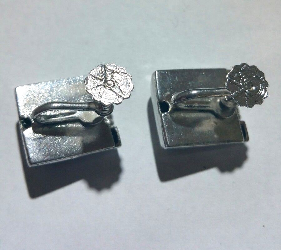 Vintage Designer Silver Tone Signed Earrings