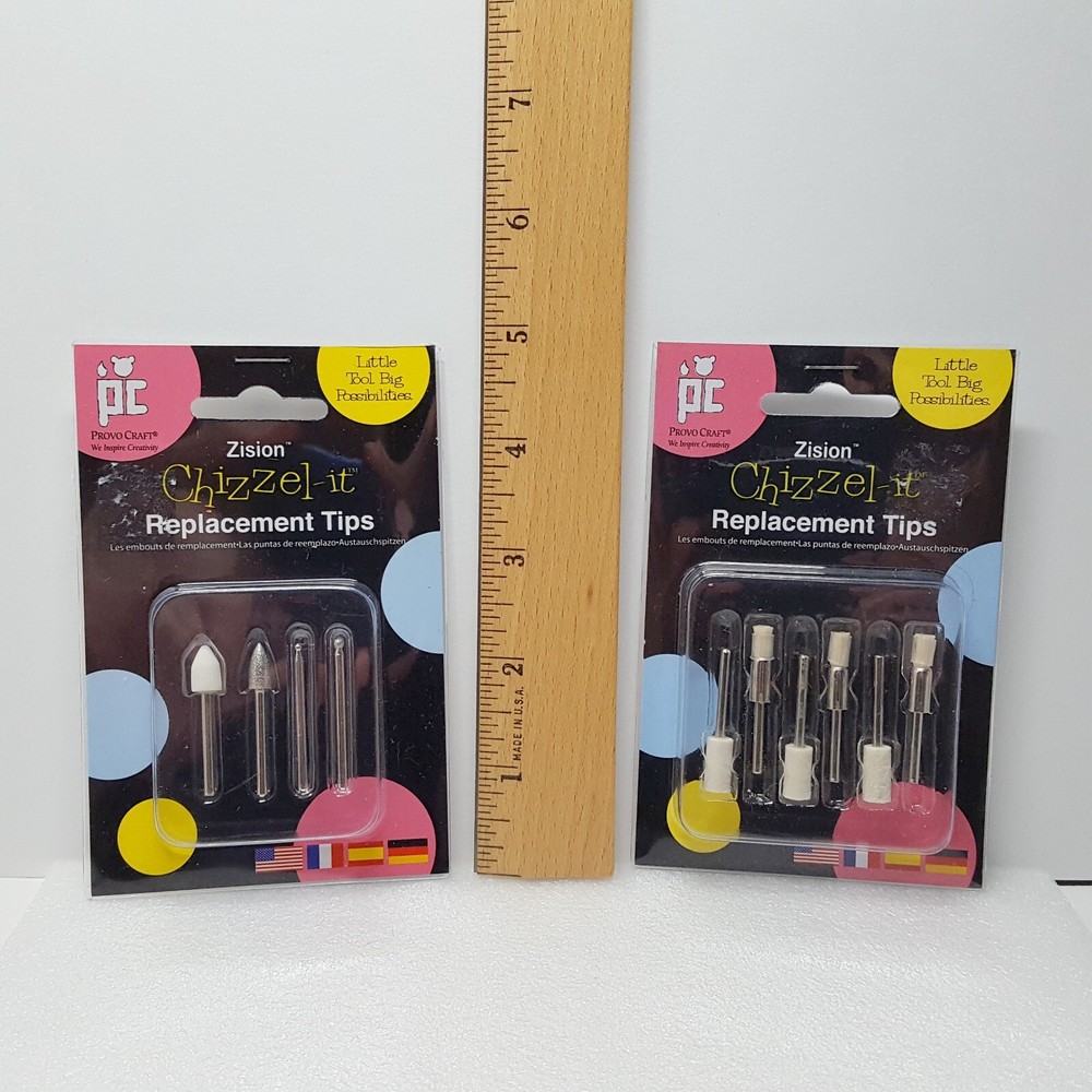 2 Packs Zision CHIZZEL-IT Engraving Embossing Buffing Brushing Replacement Tips
