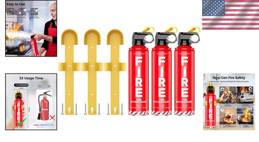 Home Kitchen Car Boat Fire Extinguishers 3-Pack