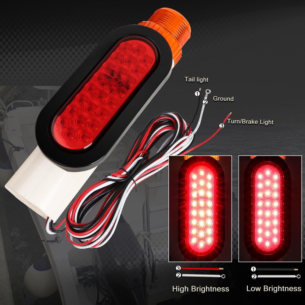 Winsgor Boat Trailer Guide Pole Post Lights Lite Waterproof IP67 DOT Amber