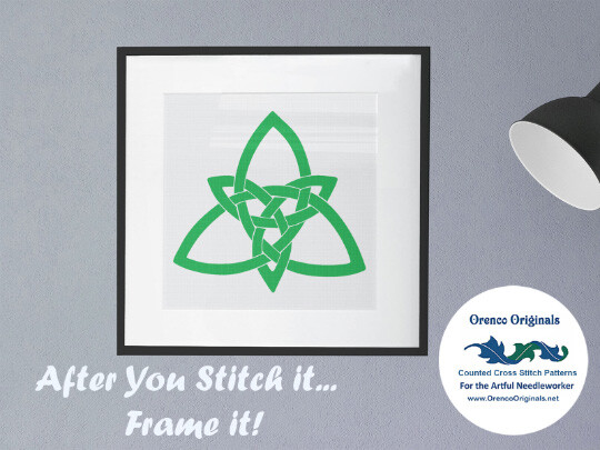 Celtic Knot Heart in Green Counted Cross Stitch Pattern