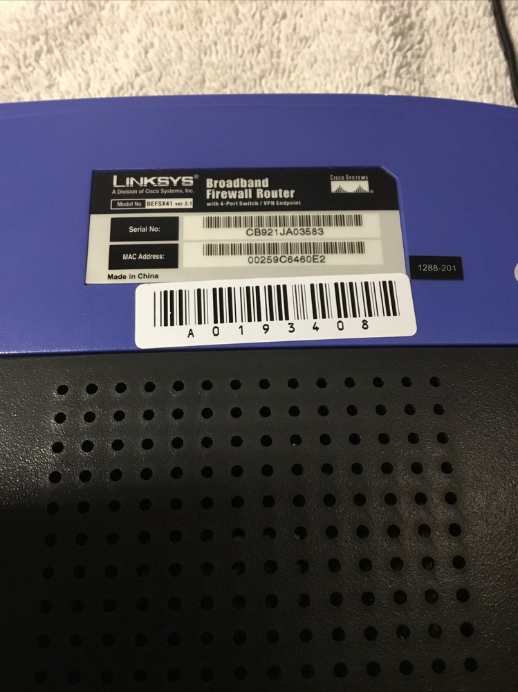 LINKSYS-(BEFSX41)-EtherFast Cable/DSL Firewall Router-4-Port Switch/VPN W/ Cable