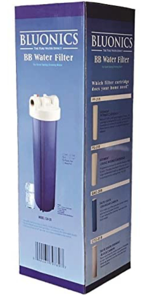 110W UV Well Water Filter System 4.5"x20" Sediment & Carbon Whole House BLUONICS