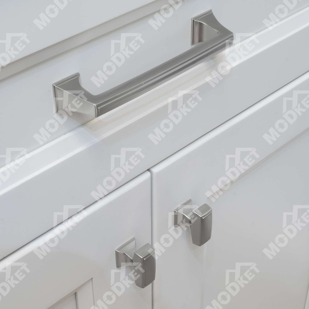 Solid Brushed Nickel Square Cabinet Pulls Knobs Handles Kitchen Bathroom Drawers