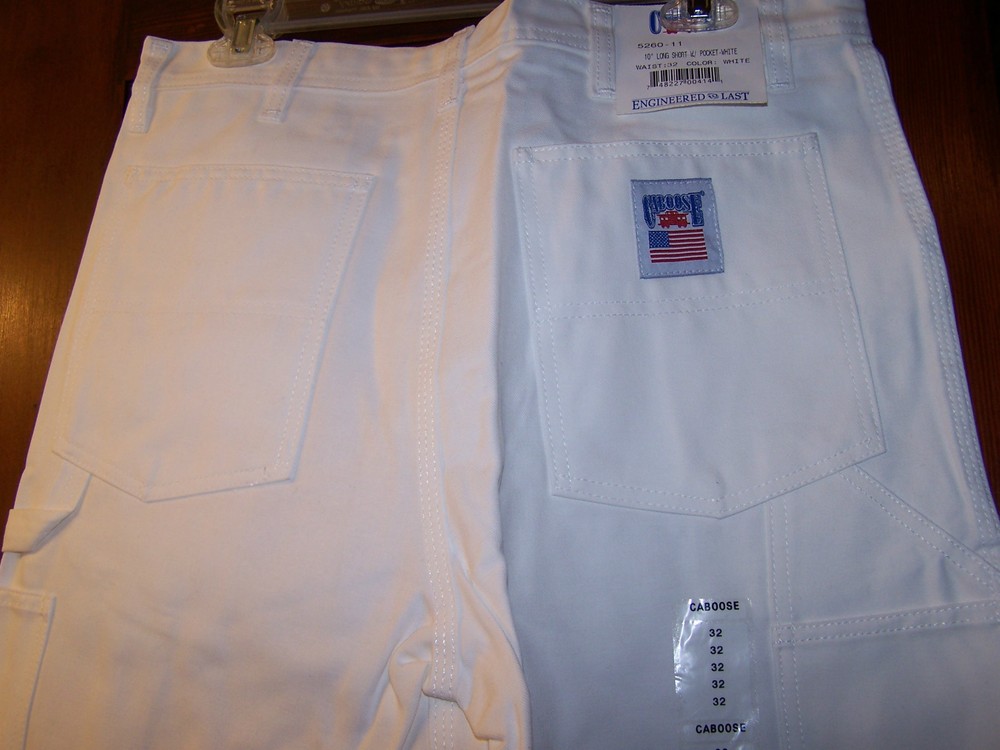 Caboose Men's PAINTER SHORTS - WHITE w/Tool Loop & Extra Pockets - NWT!