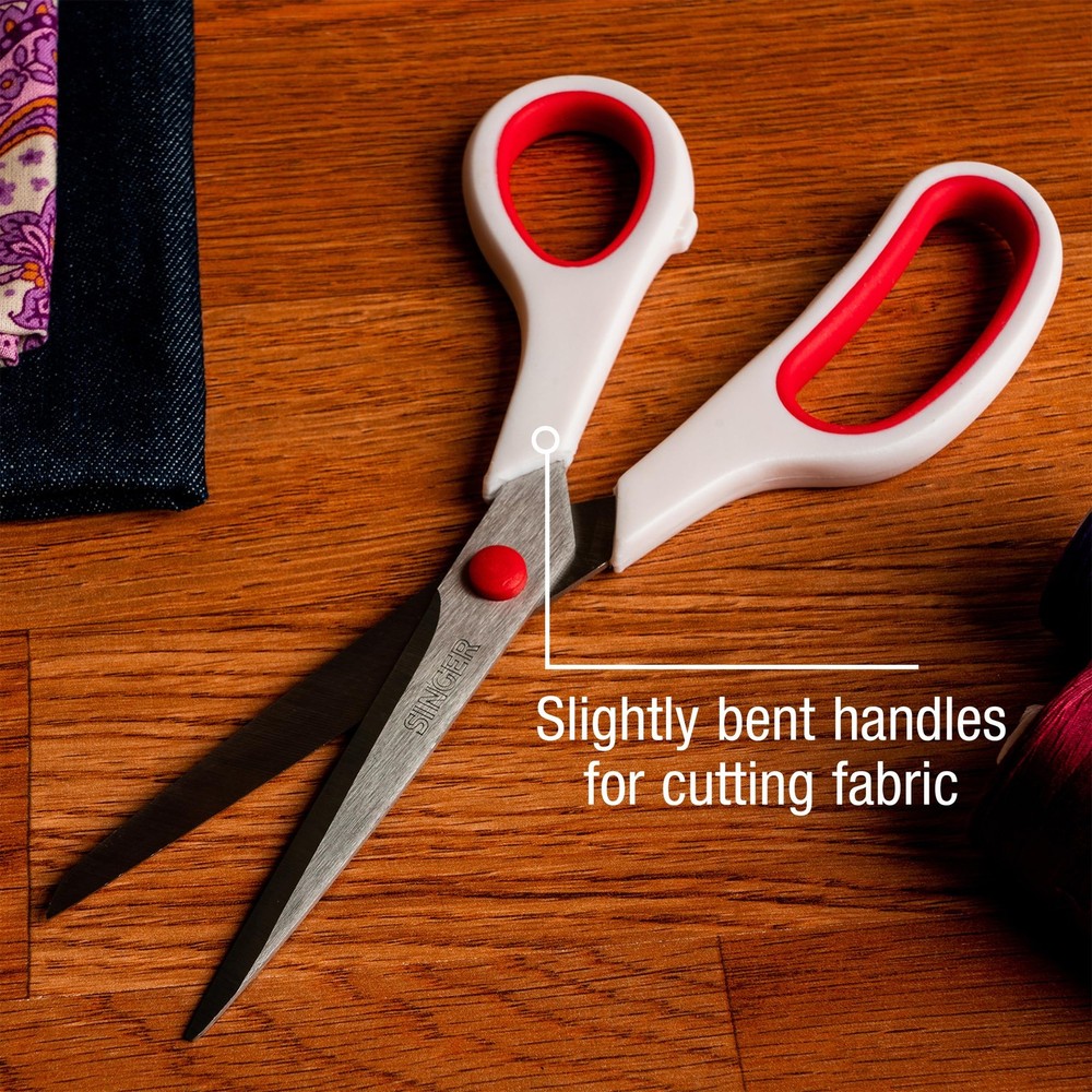 Fabric Scissors with Comfort Grip, 1-Pack, Red & White
