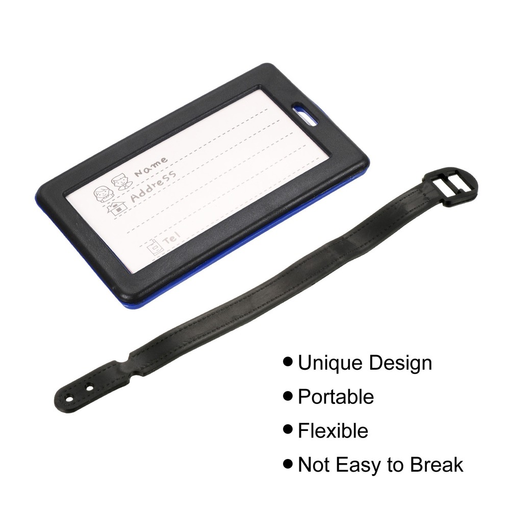 2Pcs PVC Luggage Tag Identifier Label, Don't Touch Pattern Blue