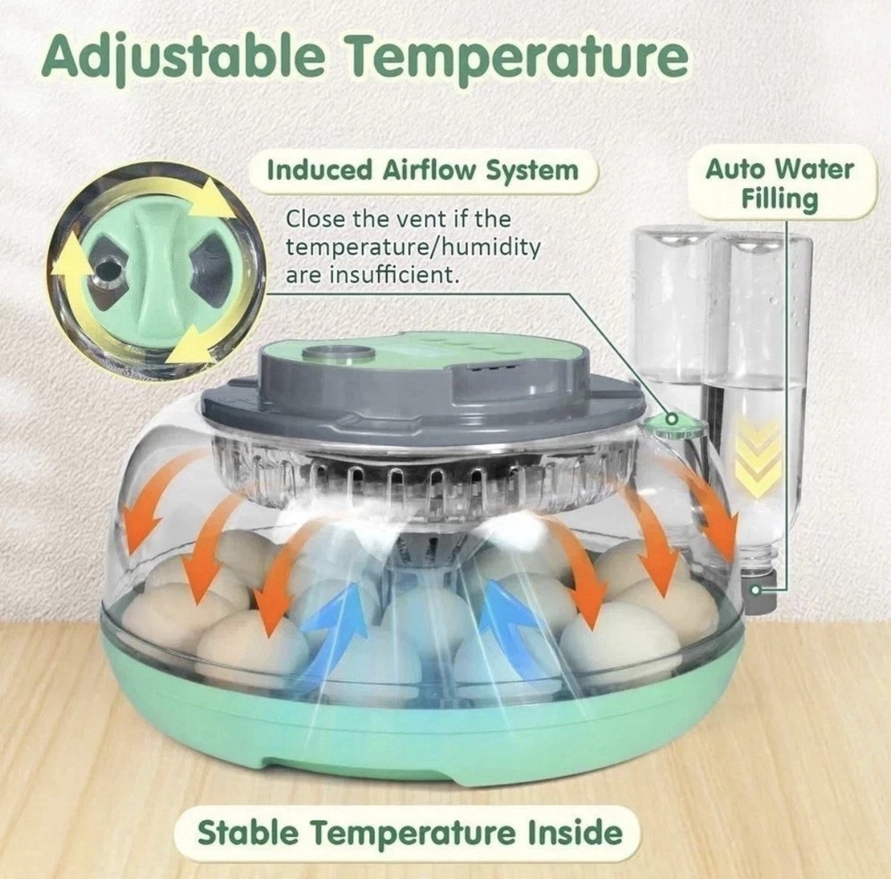 Egg Hatching Digital Automatic Turning 18 Egg Incubator With Egg Candling Light