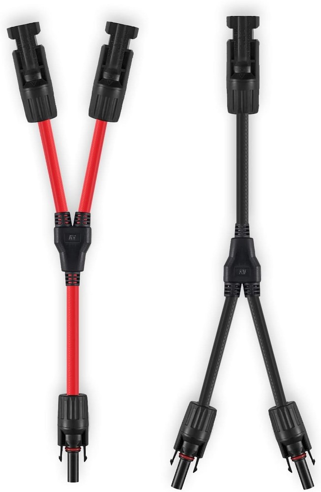 Solar Connectors Y Branch Parallel Adapter 10AWG Cable for Solar Panel-Red&Black