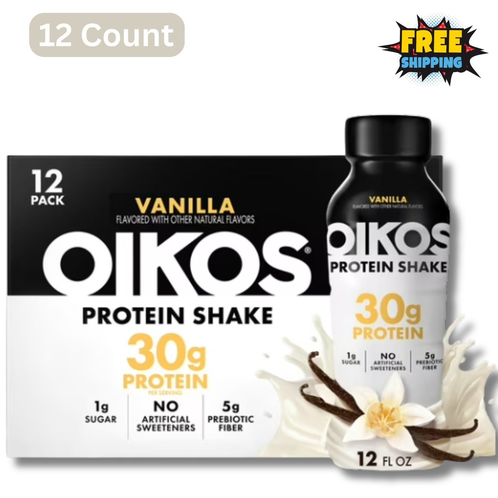 Oikos Protein Shake, Shelf Stable, Vanilla, 30g Protein, 12 fl oz