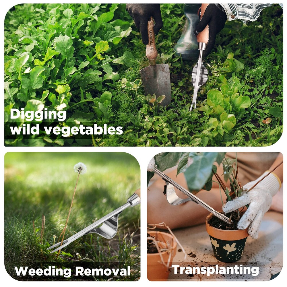 WORKPRO Weed Puller Tool V-Shaped Forks Leverage Base Weeds Removal Root Digging