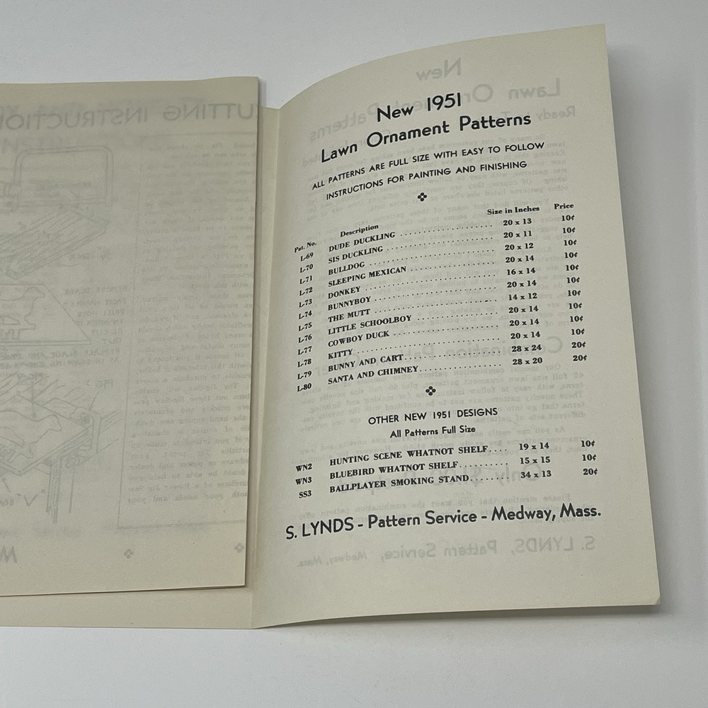 1950's S Lynds Pattern Service Plan Woodworking Catalog