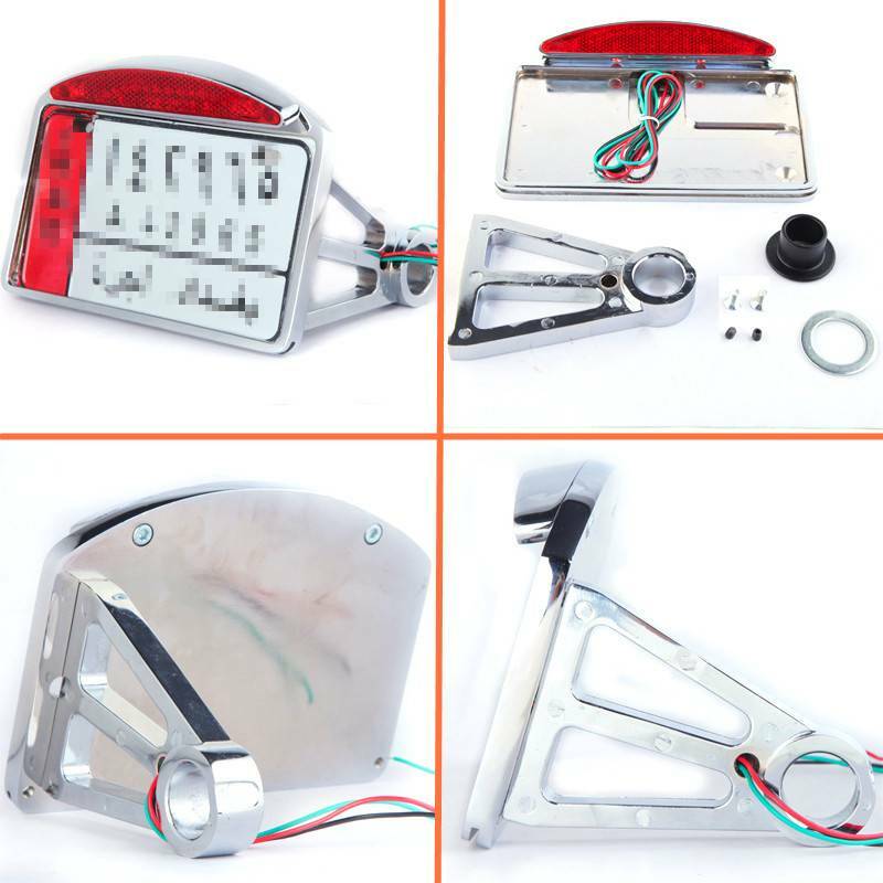 Motorcycle Chrome License Plate Bracket Holder with Light for Harley Davidson