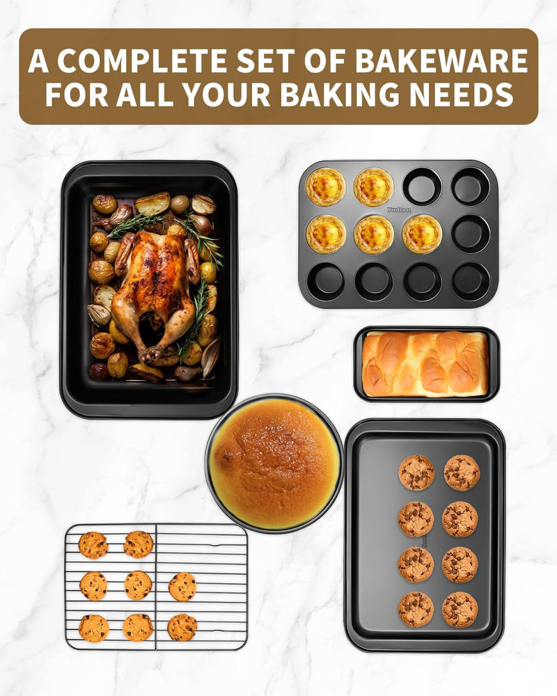 Nonstick Baking Pans Set, 19 PCS Stackable Bakeware Sets, Oven Pan Set Includes
