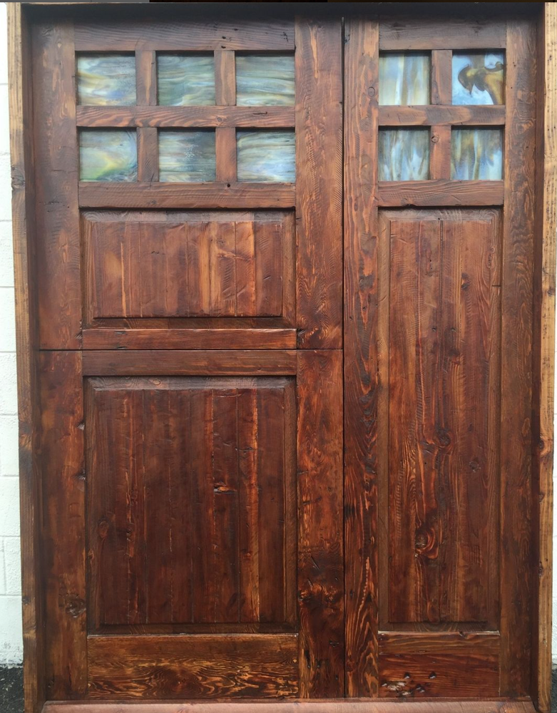 Rustic solid alder door Pre Hung one side lite 2 sets trim Glass U choose size