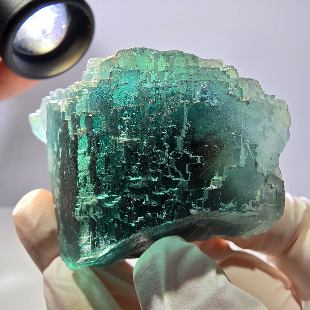 Clear Phantom Fluorite Cube Specimen, parquetted green Okorusu, Namibia