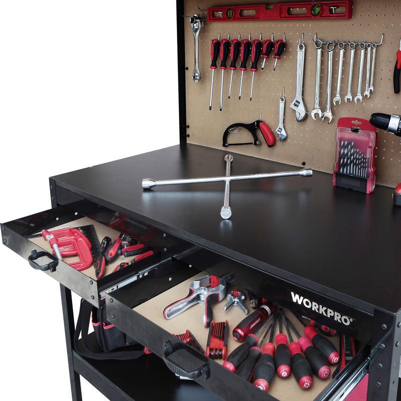 48 in Workbench Multi-Purpose Tool Organizer W/ Pegboard Storage LED Light New
