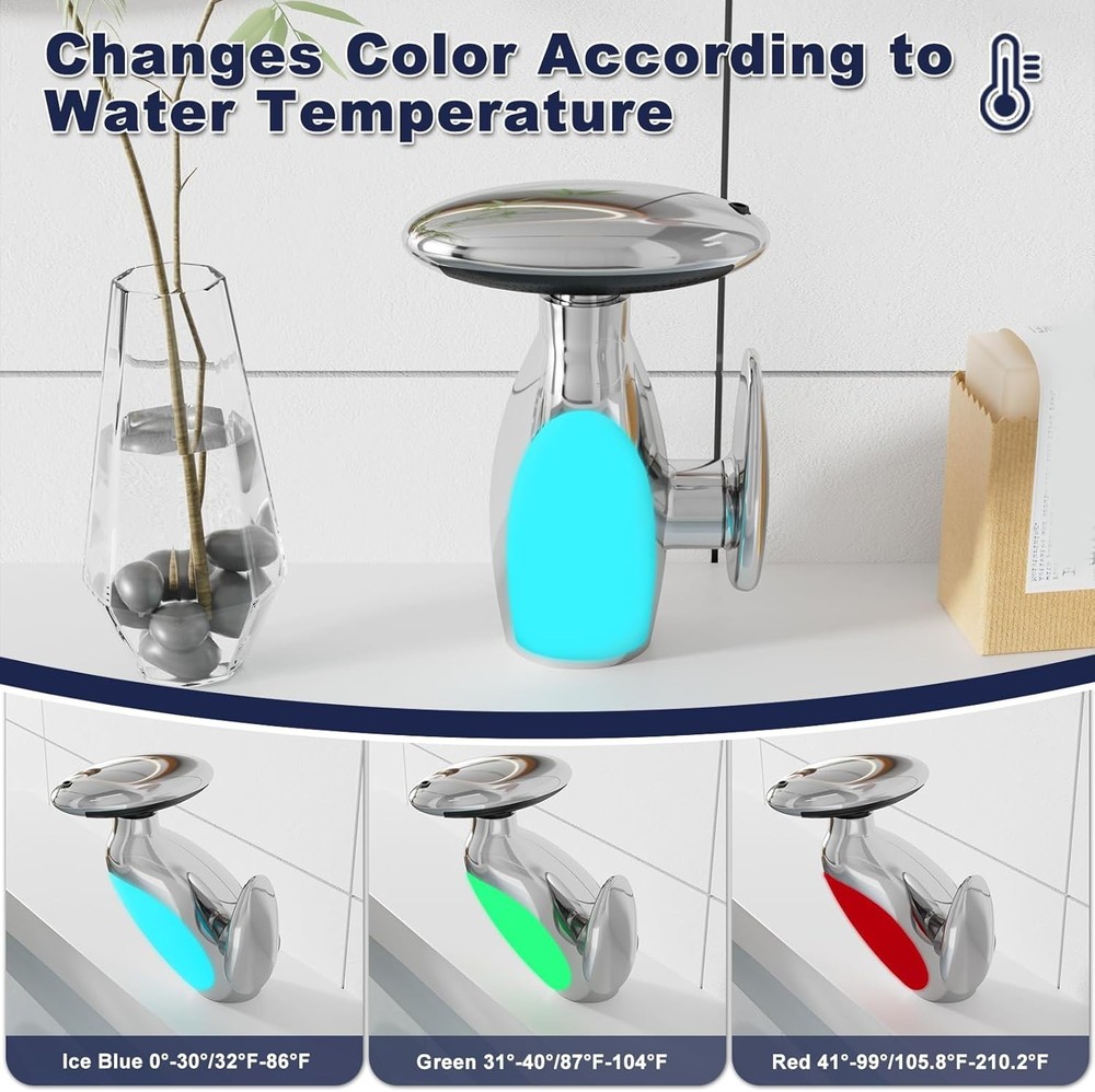 LED Temperature Changing Lighting Smart Faucet, 360° Rotating, Silver