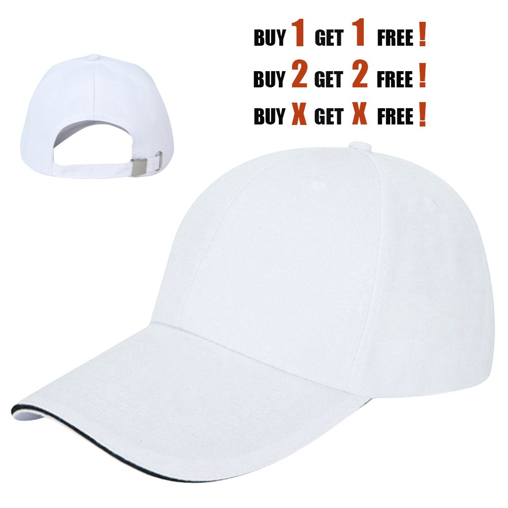 White Plain Baseball Cap Hat Adjustable Polo Golf Style Washed Solid Dad Hat