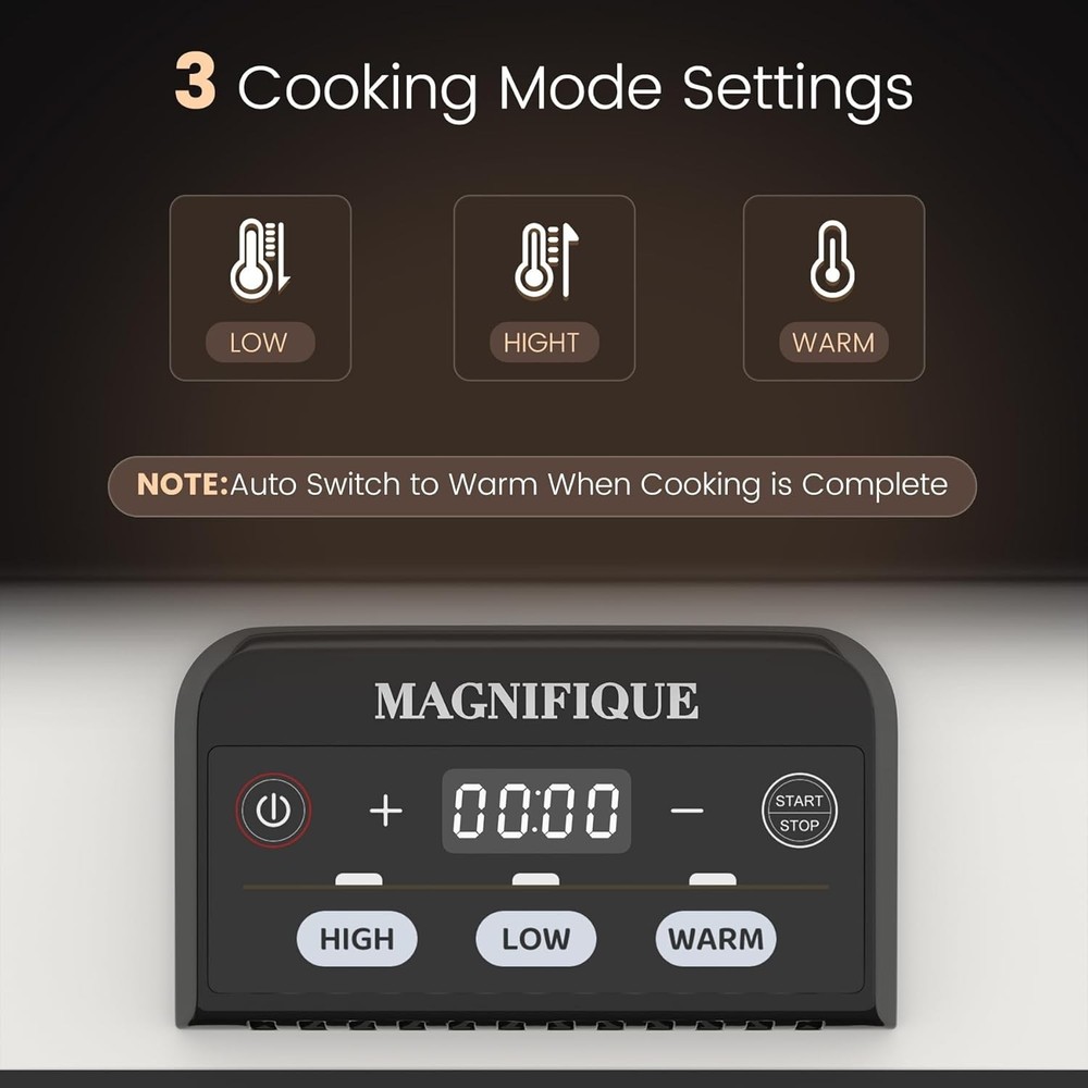 4 Quart Casserole Programmable Slow Cooker with Ceramic Baking Dish Oven Safe