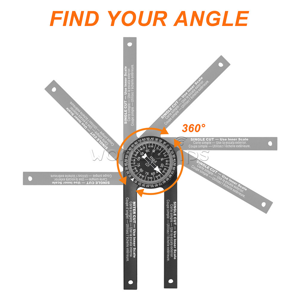 Miter Saw Protractor ABS Angle Finder Level Meter Goniometer + pencil