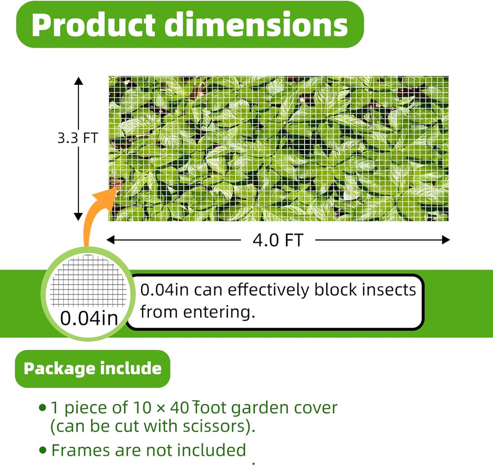 4 Pack Garden Netting Pest Barrier with Drawstring - White Breathable Mesh Insec
