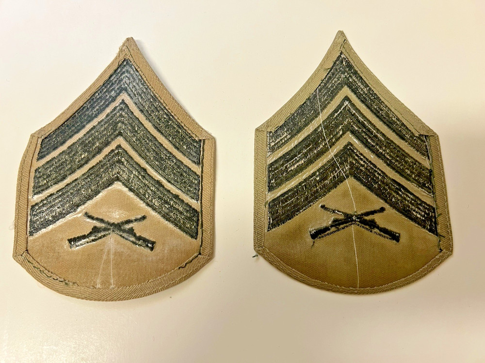 USMC Summer Service Sergeant Patch Pair Set IRON ON NOS