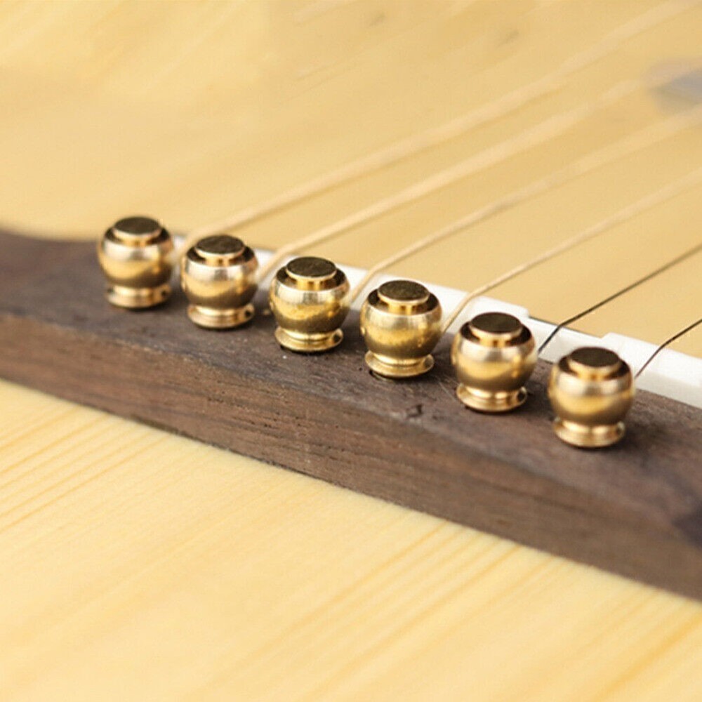 6Pack Acoustic Guitar Brass Bridge Fixed Pins Cone String Dot Solid String Nails